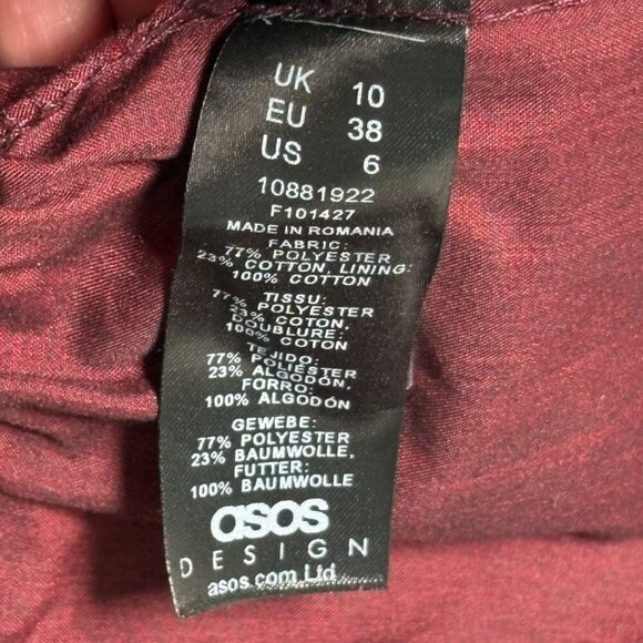 ASOS Design Short Blood Red Dark Romantic Deep V Wrap Dress Whimsygoth US Size 6 - Picture 9 of 10